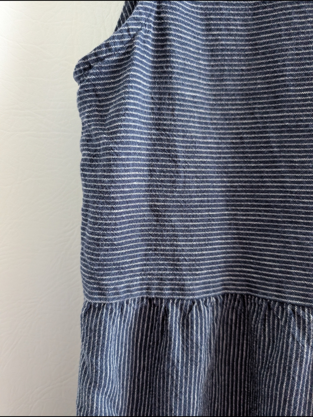 Carve Designs Nellie Linen Blend Blue and White Striped Sleeveless Dress - M - Picture 10 of 15